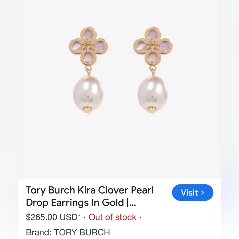 Tory Burch Kia Flower Pendant Necklace and Clover Earring’s NEW - Picture 7 of 15